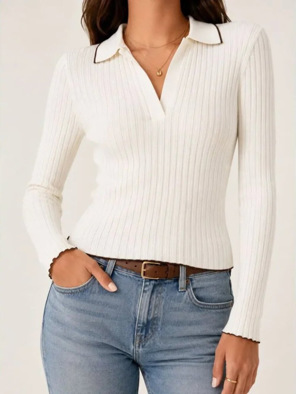Madewell Signature Knit Johnny-Collar sweater polo ribbed